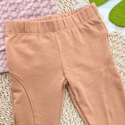 Conj. Blusa Manga Loga com Estampa Pied-de-Poule e Calça Legging - Rose